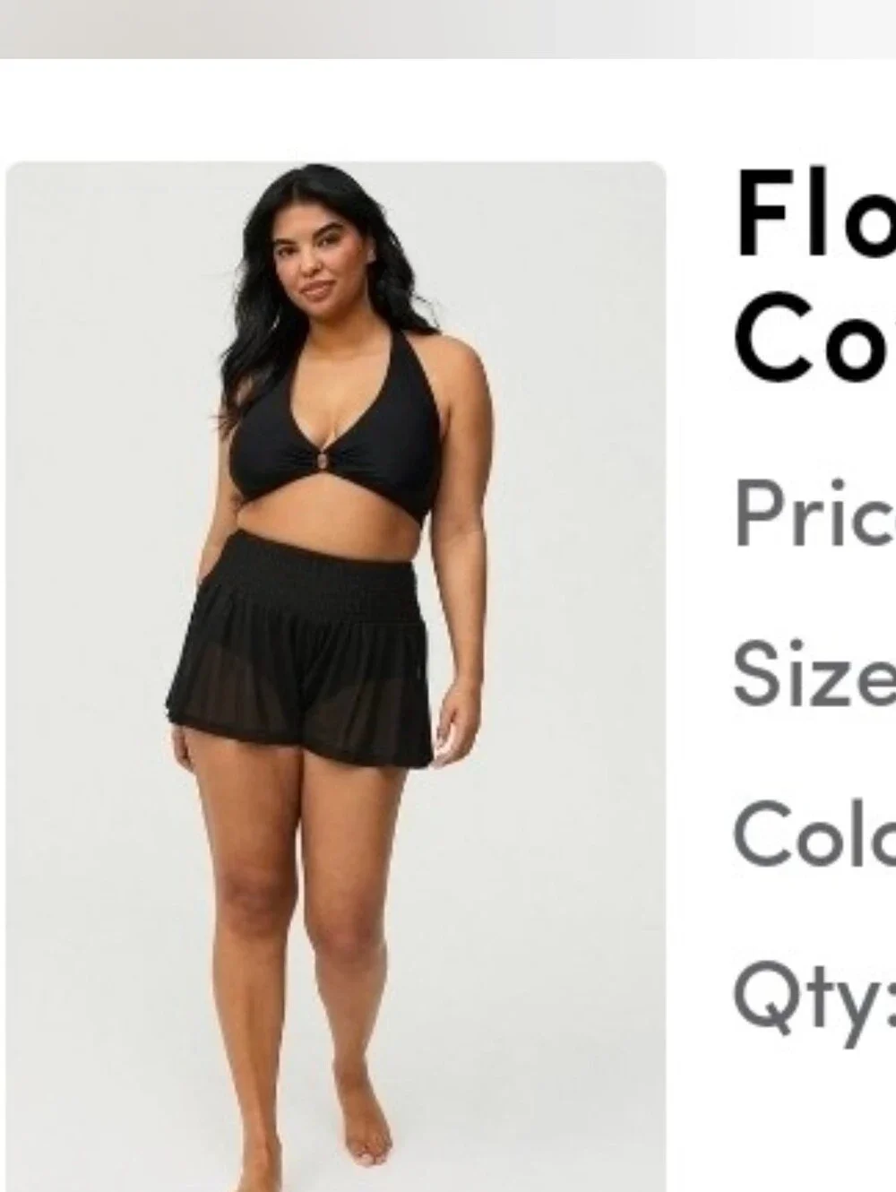 torrid Black Smocked-Waist Flow Swim Cover Shorts